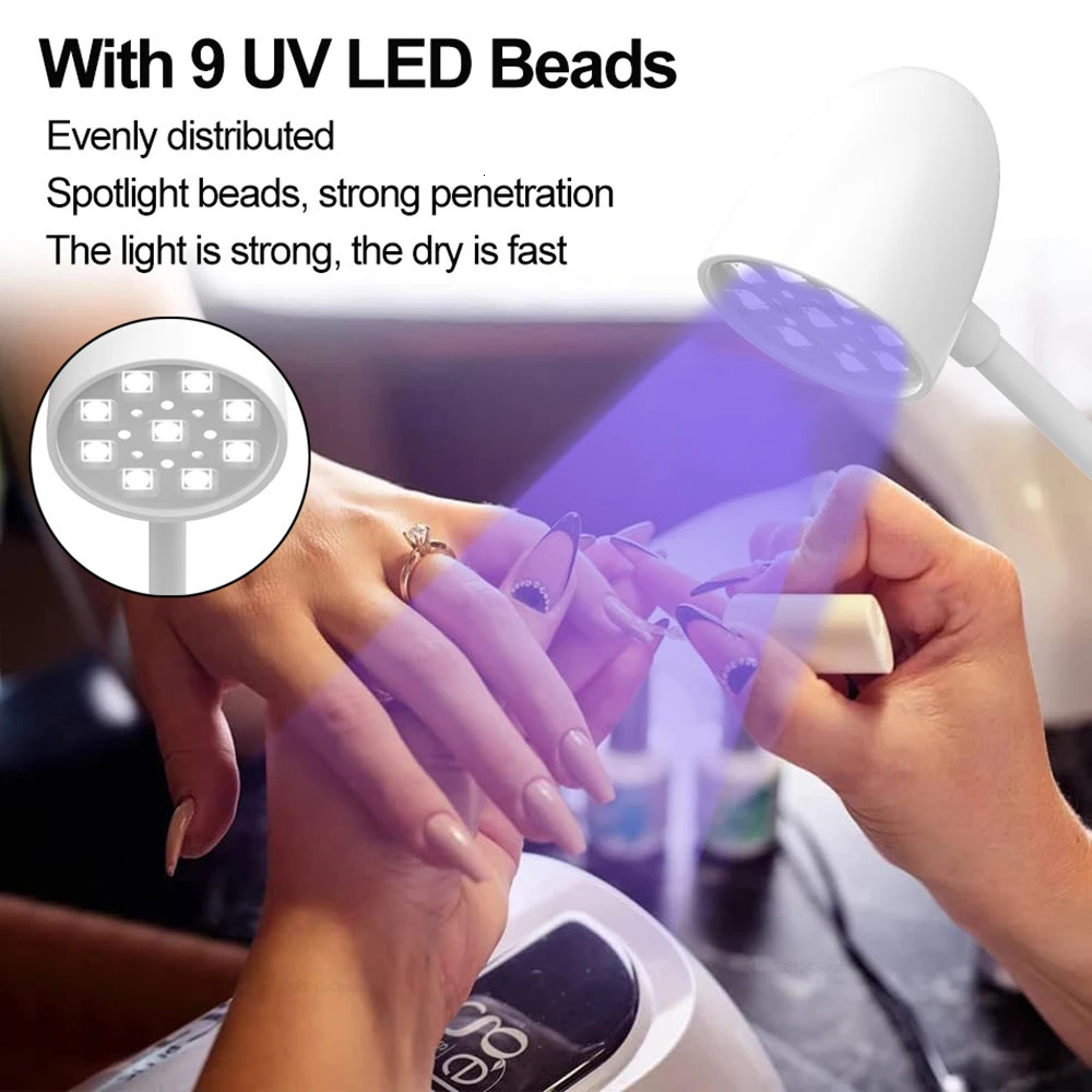 UV LED Nail Lamp Mini Portable Nail Dryer Stand Lamp for Manicure Rechargeable Nail Drying Lamp Foldable Ultraviolet Nail Light 250625