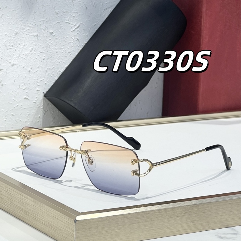 TOP Quality Designer Sunglasses Cart~ CT0330S for Men Women UV400 Shades Fashion Luxury Brand Goggle Beach Glasses Rimless Buffalo Horn sunglasses SIZE 57-18-140
