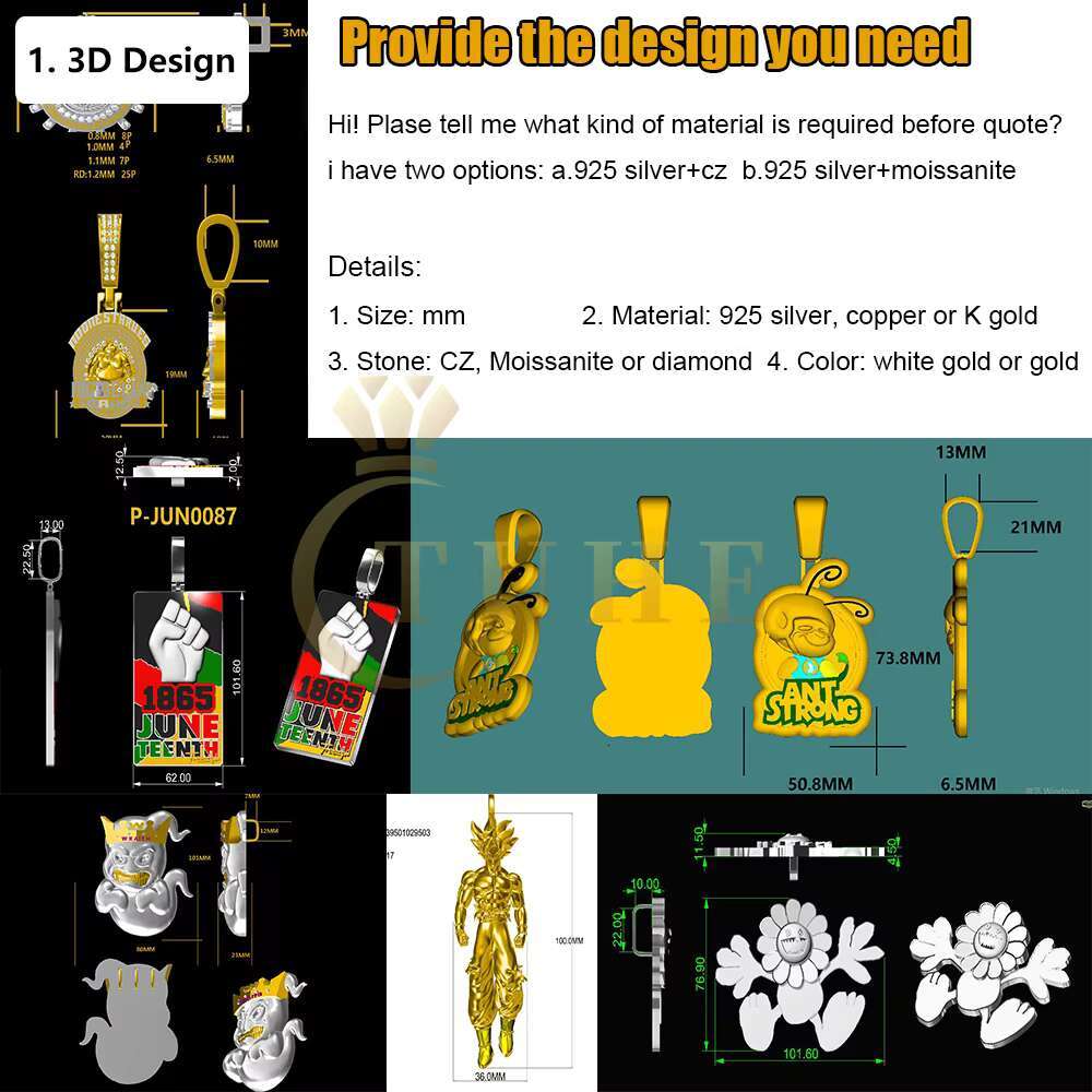 Personalized Custom Jewelry Pass Diamond Tester VVS Baguette Moissanite Iced Out 34 Number Pendant With Cuban Link Chain