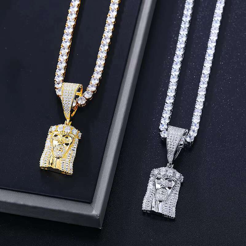 Dropshipping Luxury 925 Sterling Silver VVS Moissanite Diamond Iced Out Jesus Head Pendant Necklace for Men Women