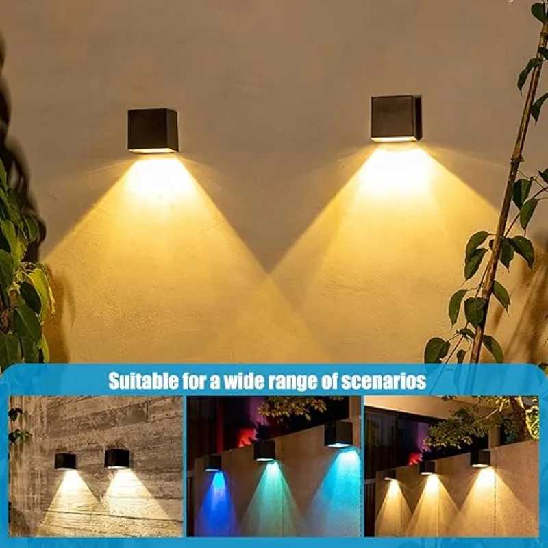 1/2PCS Solar Wall Light Outdoor Fence Light with Warm White and Colorful Light for Wall Porch Garden Terrace Fence Decoration XJ250624