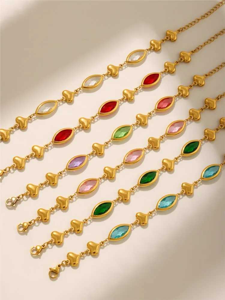 Stainless Steel Chain Bracelet With Multi-Shiny Fusiformis Faceted Czech Crystal For Womens Luxury Bracelets X250625