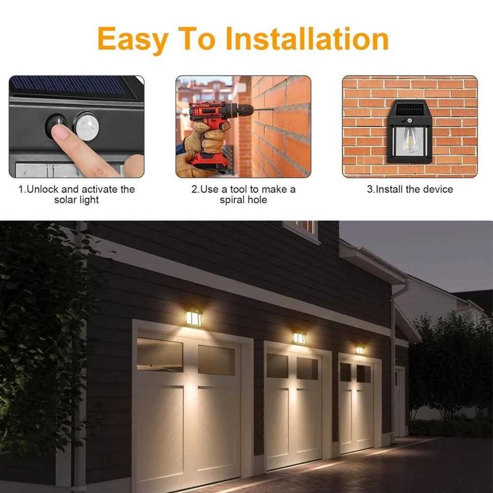 LED Solar Wall Light Outdoor Wireless Dusk to Dawn Porch Light Unit Solar Wall Light with 3 Modes and Motion Sensor Entrance XJ250624