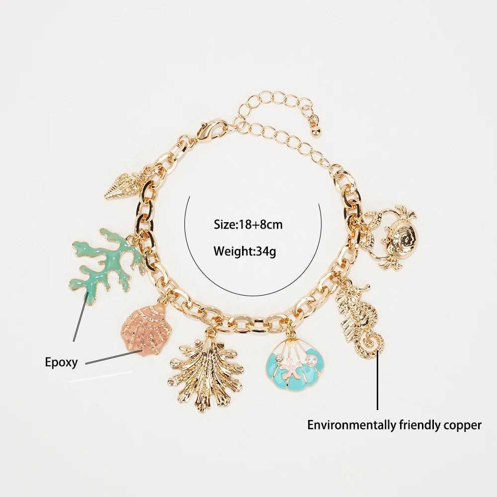 Fashion Colorful Starfish Shell Conch Bracelets For Women Gold-color Chain Bangle Ocean Wristband Summer Beach Jewelry X250625