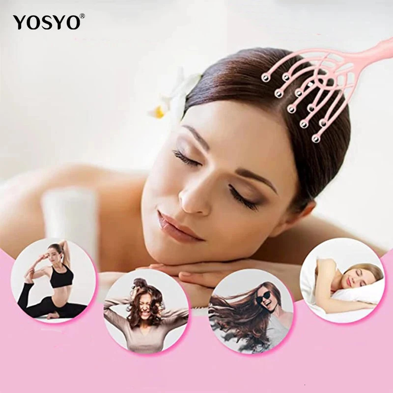 Head Massager Scalp 9 12 Claws Neck Comb Roller 9 Finger Steel Ball Hand Held Relax Spa Hair Care in Home 250625