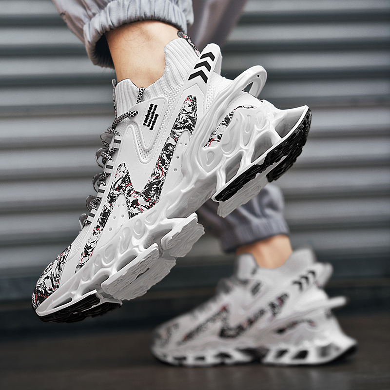 2304-New Explosive Autumn Sports, Multi-functional Shock-absorbing Running Shoes, Breathable and Non-slip in Summer, Plus-Size Blade Outsole High-Top 