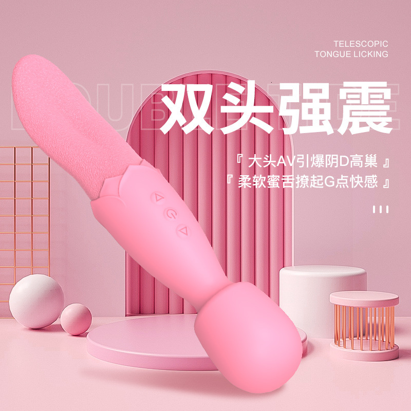 Dual-Head AV for Women, Masturbation Teasing Tongue Licker, Vibrating Stick, Adult Sex Toy, Massage Wand