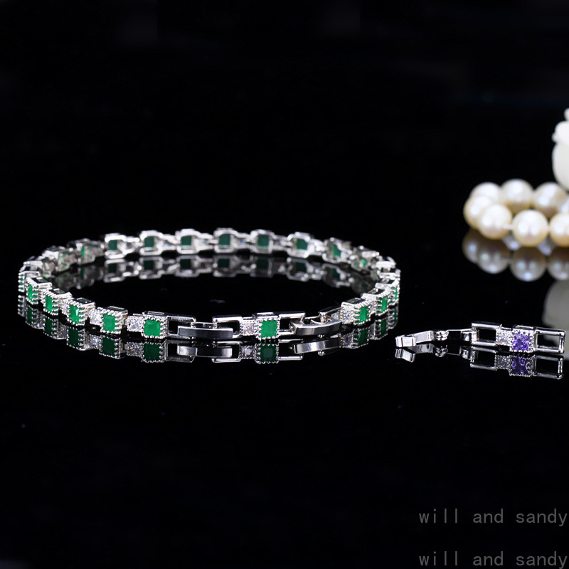 Cubic Zirconia Crystal Gemstone Tennis Bracelet Fashion Women Bracelets Wristband Luxury Jewelry for Women Engagement Wedding Bridesmaid Mother Birthd