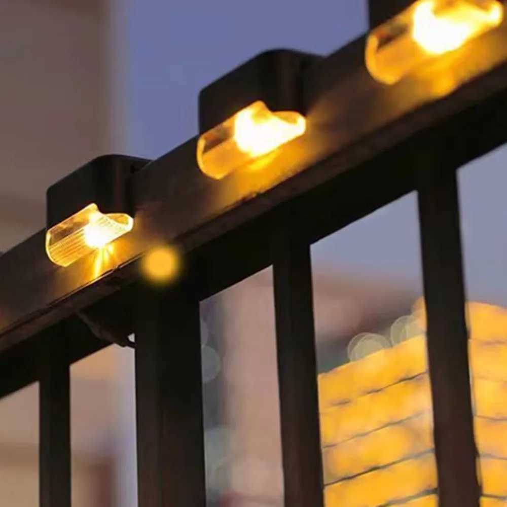 4Pcs Stair LED Solar Lamp Waterproof Outdoor Garden Light Pathway Yard Patio Steps Fence Lamps Garden Decor Solar Light Outdoors XJ250624