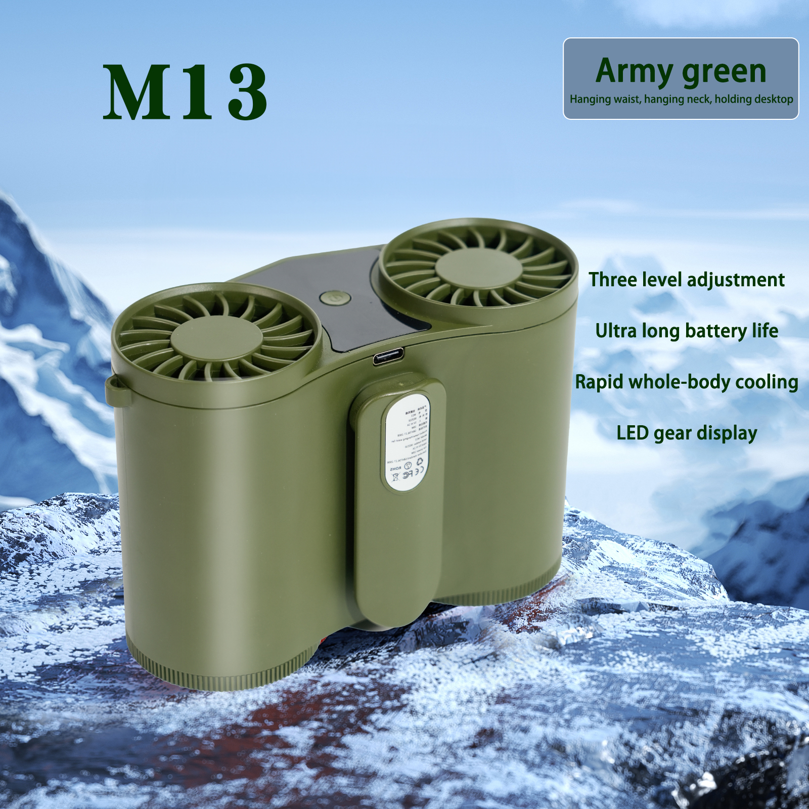 Portable handheld home mini outdoor m13 waist-mounted fan