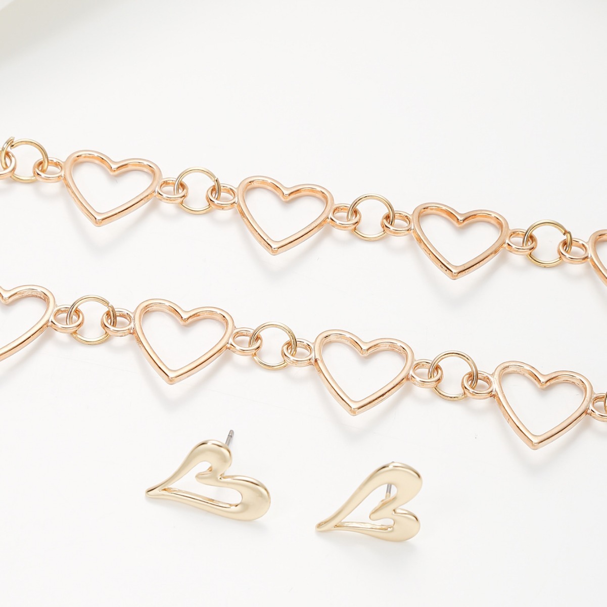 Minimalist Heart Shaped Hlow After Sales Set Korean Style Light Earrings Design Necklace