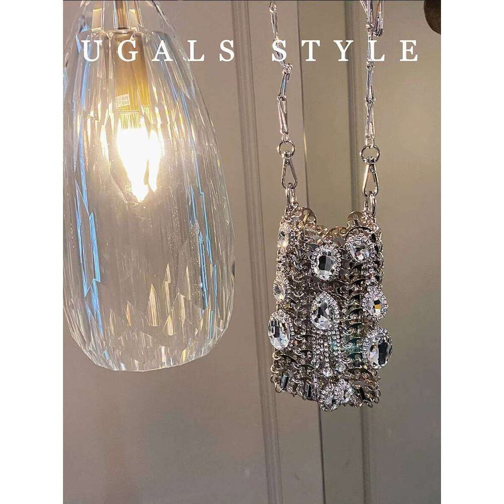 Women Dia Designer Sier Metal Sequins Chain Woven Hollow Evening Bags Clutch Travel Holiday Shoulder Bag Handbag