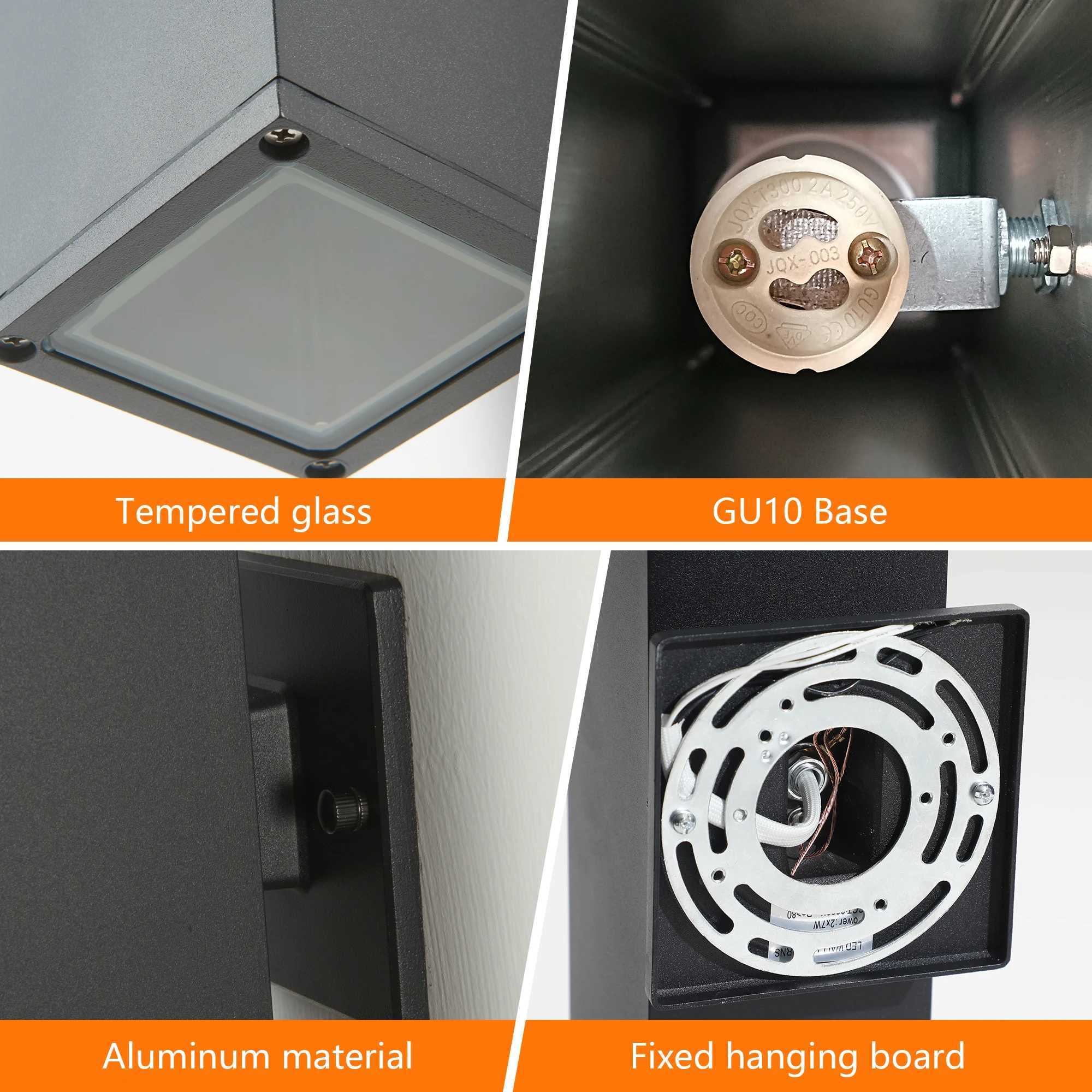 2-Pack Outdoor Wall Light IP65 Waterproof Up Down GU10 Bulb Wall Sconce Black Aluminum Exterior Light for Porch Patio Garage XJ250624