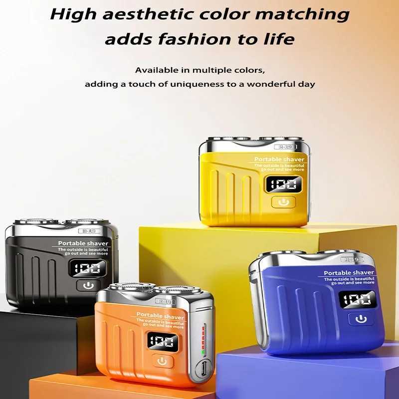 Electric Smart Shaver Digital Display Mini Dual Blade Rechargeable Shaver Household Car Shaver Powerful Mens Gift Shaver W250625