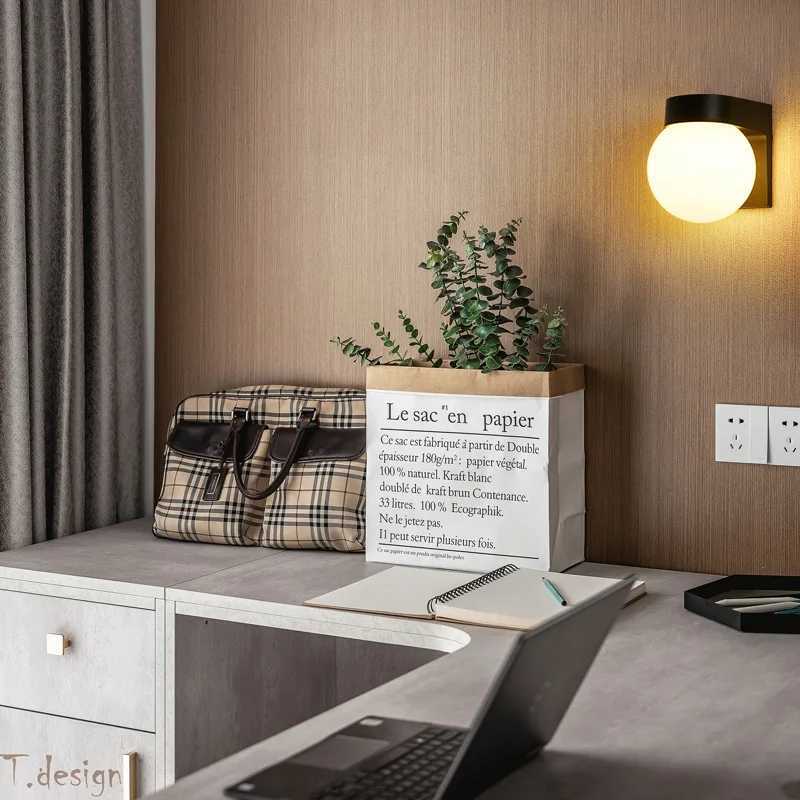 Modern Loft LED Outdoor Porch Light Black White PC Base Milky Acrylic Lampshade E27 Ball Outdoor Wall Lamp Up Down Wall Lamp XJ250624