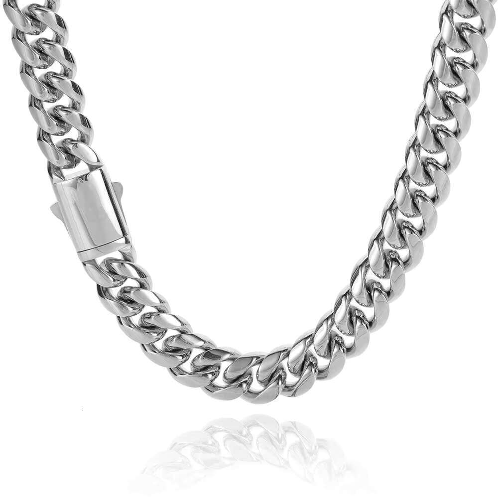 NUOYA Custom Miami Cuban Link Chain Stainless Steel Hip Hop Jewelry 14K/18K Gold Plated Cuban Chain Mens Necklace