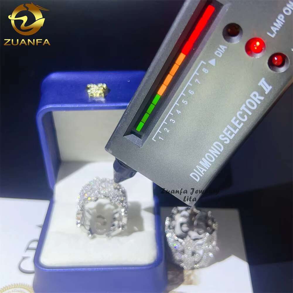 Pass Diamond Tester Hip Hop Iced Out Cross 925 Sterling Silver Mens Certified GRA Moissanite Ring