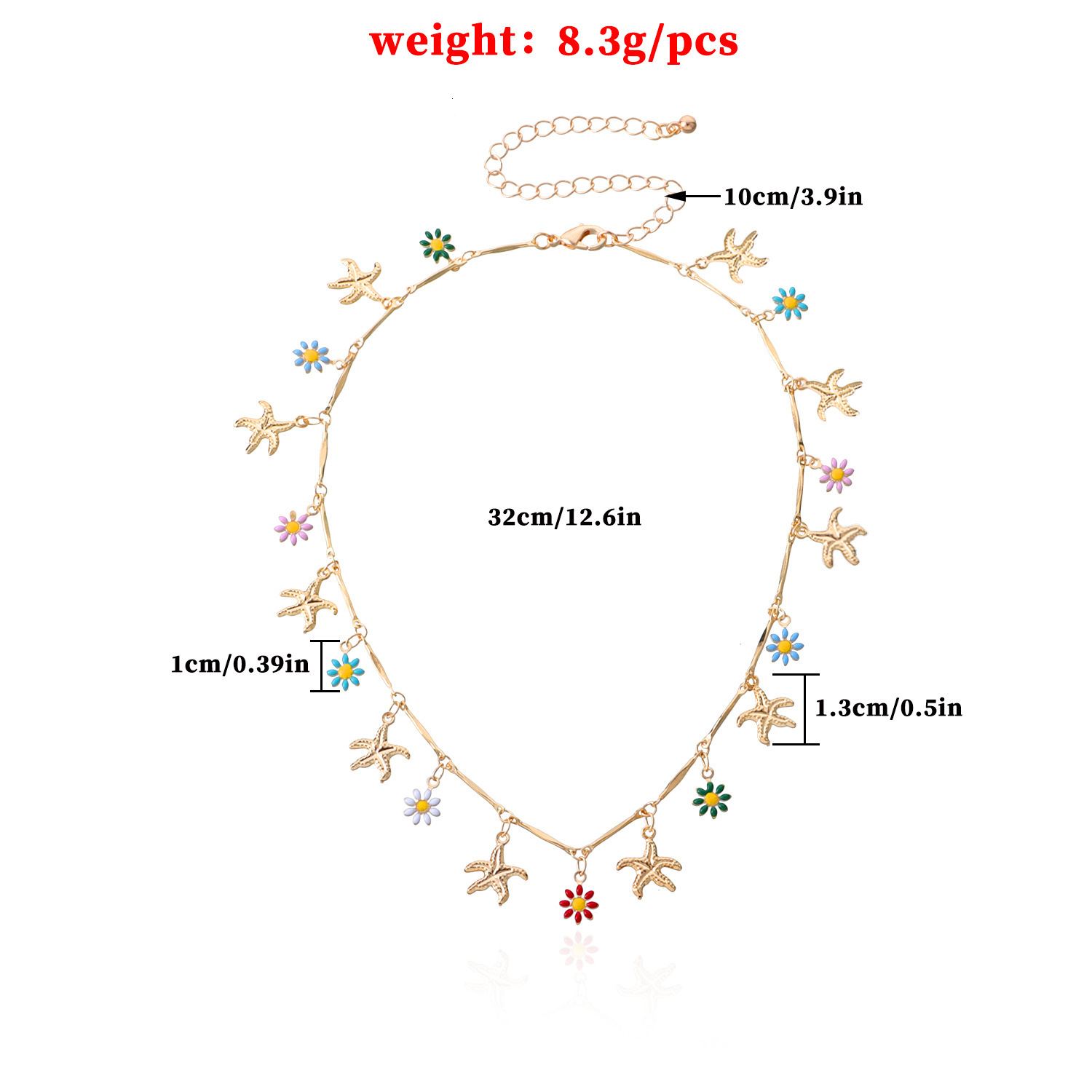 Accessories Multi-Element Hawaiian Casual Style Fashion Straight Tube Starfish Flower Daisy Necklace Jewelry for Women