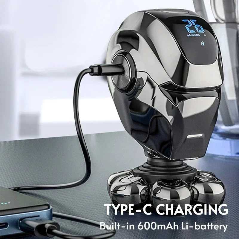 5-IN-1 Men Rechargeable Bald Head Electric Shaver 7D Floating Blade Head Beard Nose Ear Hair Trimmer Razor Clipper Facial Brush W250625