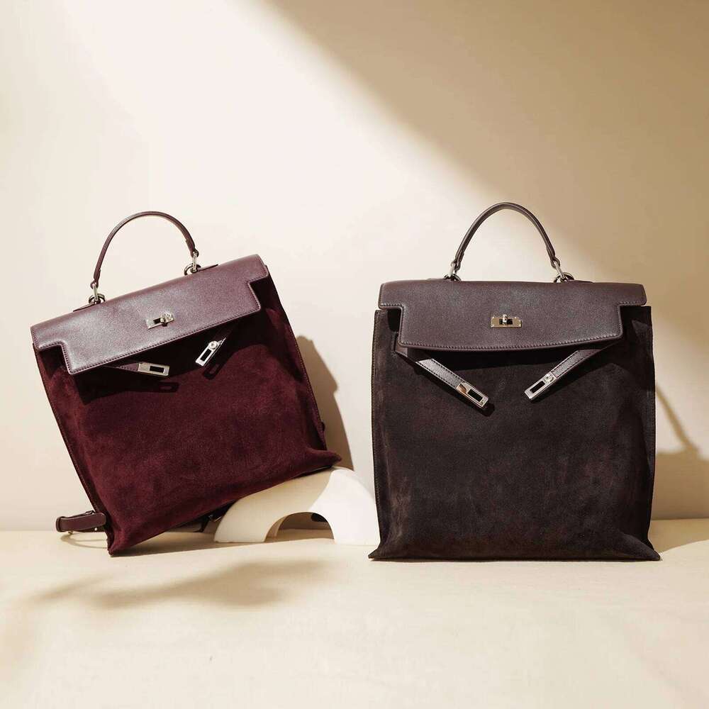 Autumn Winter Women's Leather Backpack With High-End Korean Style Two Large Capacity Cotton Handbag Pattern Tote Bag
