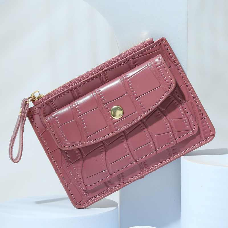 Free Shipping 2025 New Designer Bag New Card Holder Coin Purse Zipper Card Slot Wallet For Women Ins Candy Color Crocodile Pattern Fresh Wholesale Cus