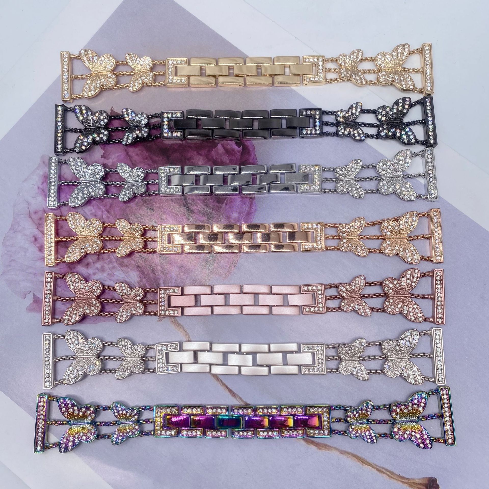 Luxury New Arrival Small Butterfly Metal Diamond Inlaid Fashion Straps for All Series of Twatch 10-1