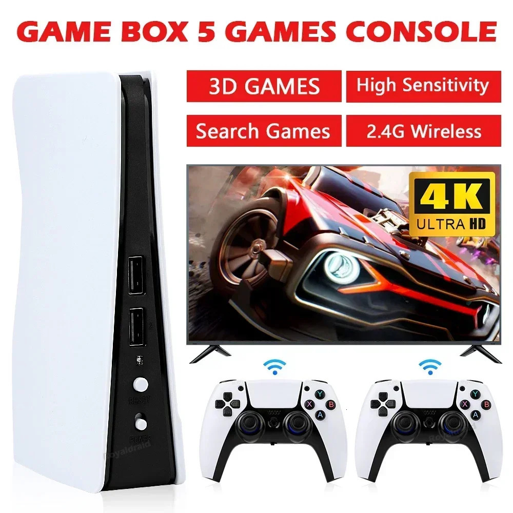 GB5 Video Game Console 256G 50000 Retro Games HDTV Box 5 with Two Gamepads 45 Emulators For PS1PSPNDSN64 Gaming Stick 250612