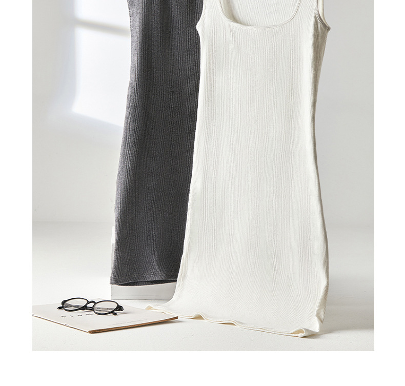 KD77 Cotton Base Vest Hip Skirt Gray Knitted Suspender Dress