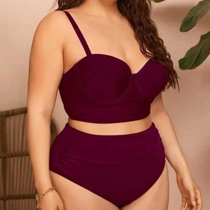 2025 New Plus Size Swimwear Women Push Up Bikini High Waist Bikini Set Underwire Swimsuit Bathing Suit Beach Tankini Mujer 4XL XJ250624