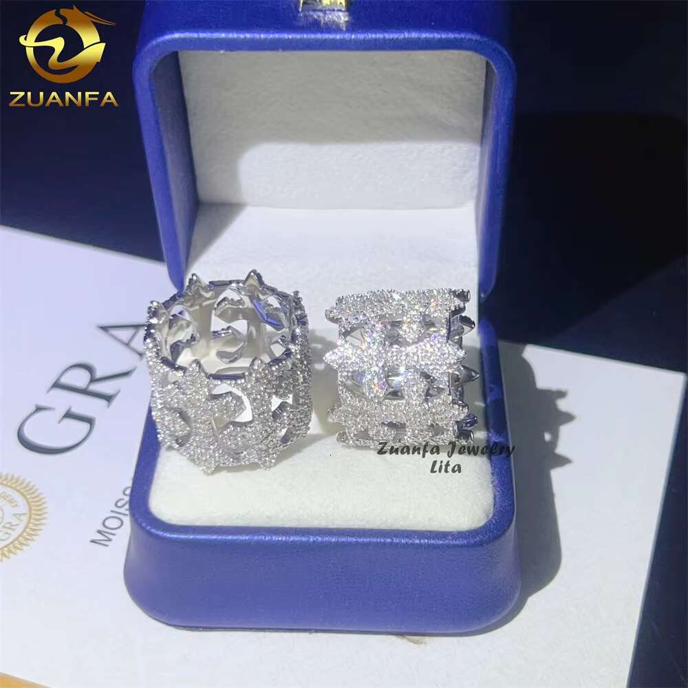 Pass Diamond Tester Hip Hop Iced Out Cross 925 Sterling Silver Mens Certified GRA Moissanite Ring