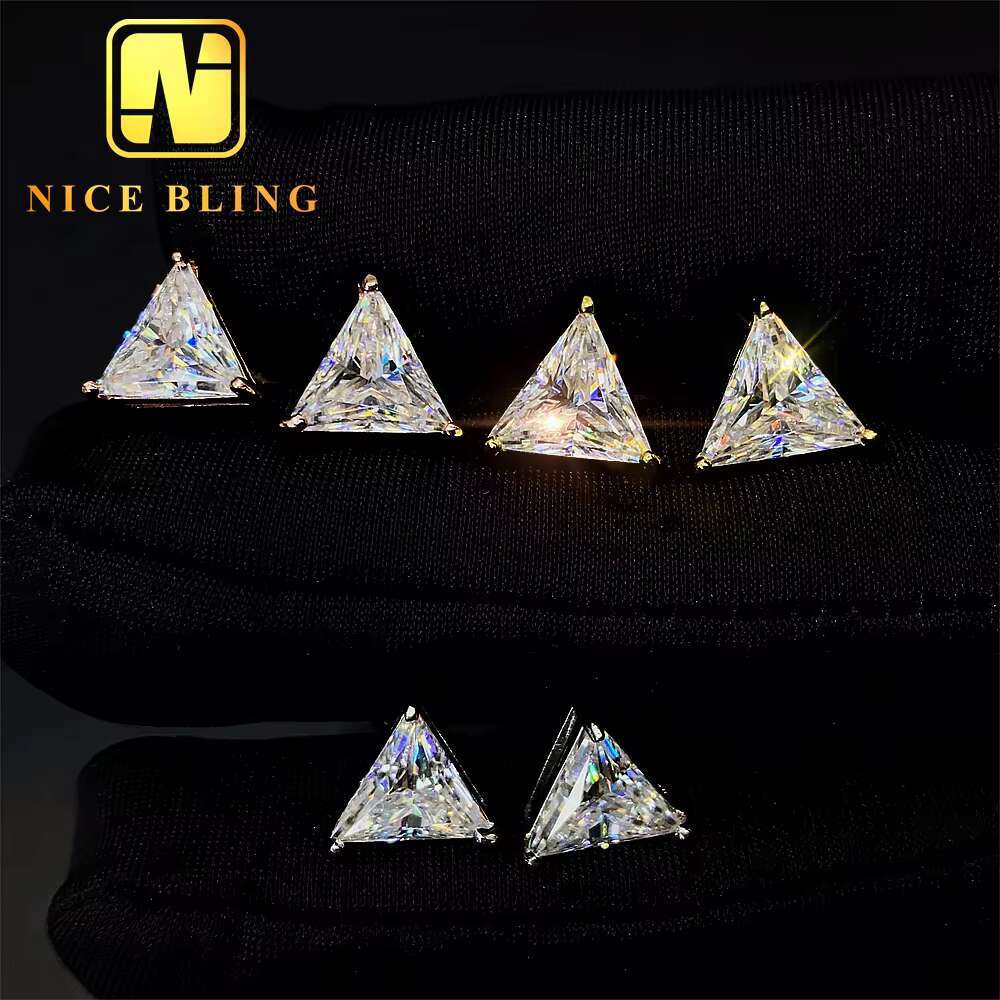 925 Sterling Silver Luxury VVS GRA Gertificate Triangle Cut Men Women Custom Fine Jewelry Moissanite Stud Earrings
