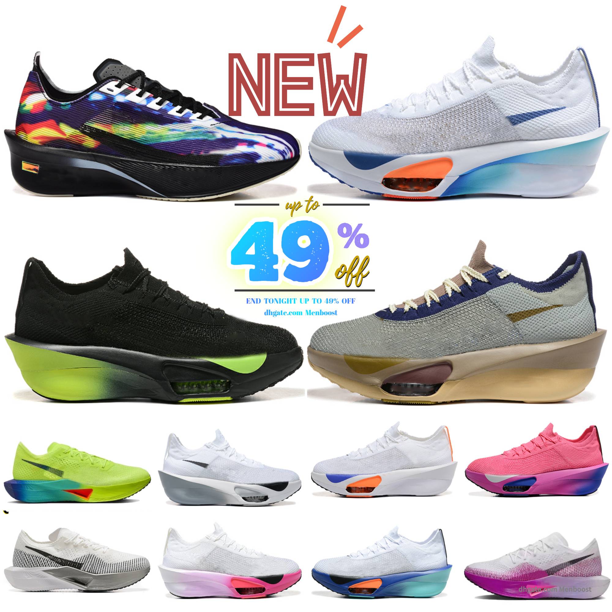 Top Designer Shoes VaporFlyss Next% 3 Prototype Running Shoe Mens Women AlphAflys Sail White Purple Agate Volt Concord Ironstone Violet Blue Void Blueprint Sneakers