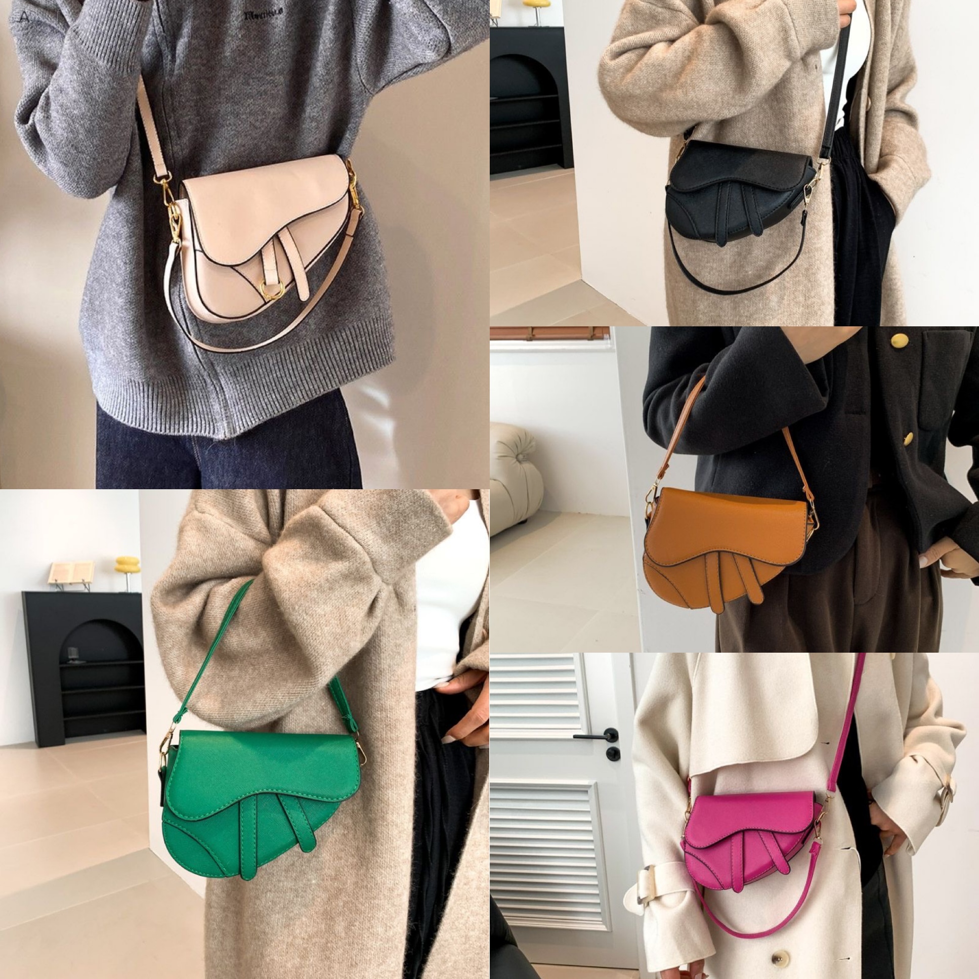 Designer bag saddle bag quality fashion dressing banquet shoulder bag luxury bag 2025 new crossbody bag canvas pu strap phone lipstick storage mother 