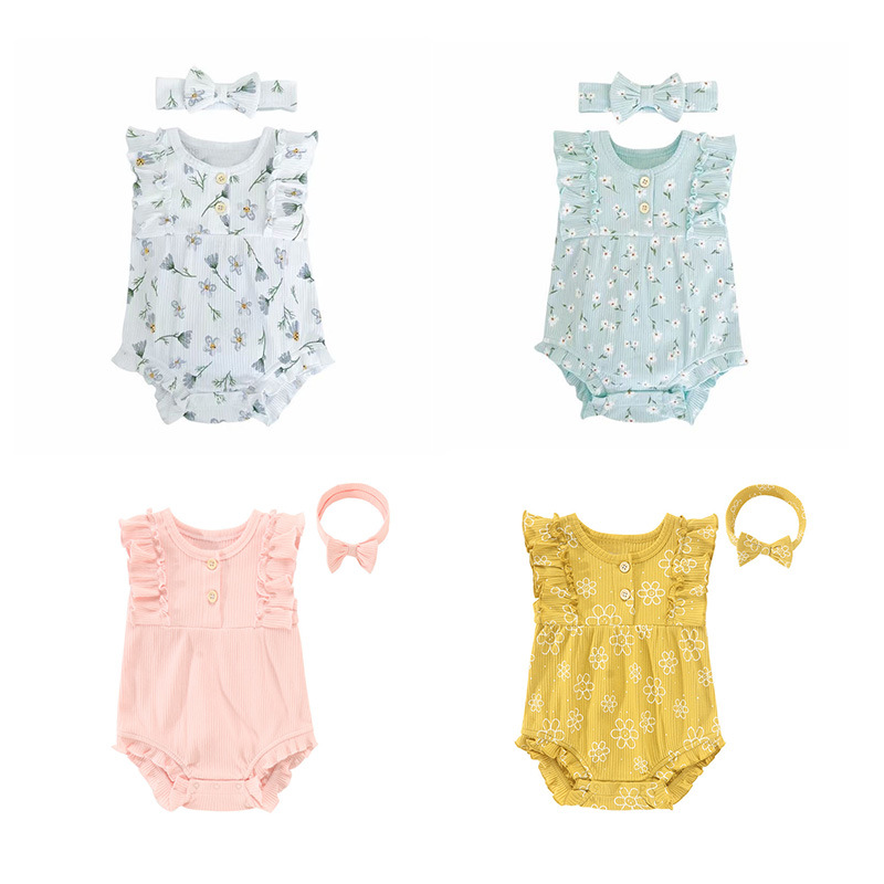 Newborn Baby Onesie Ruffled Modal Jumpsuit Short-sleeved Onesie Children's Summer Clothes Clothes