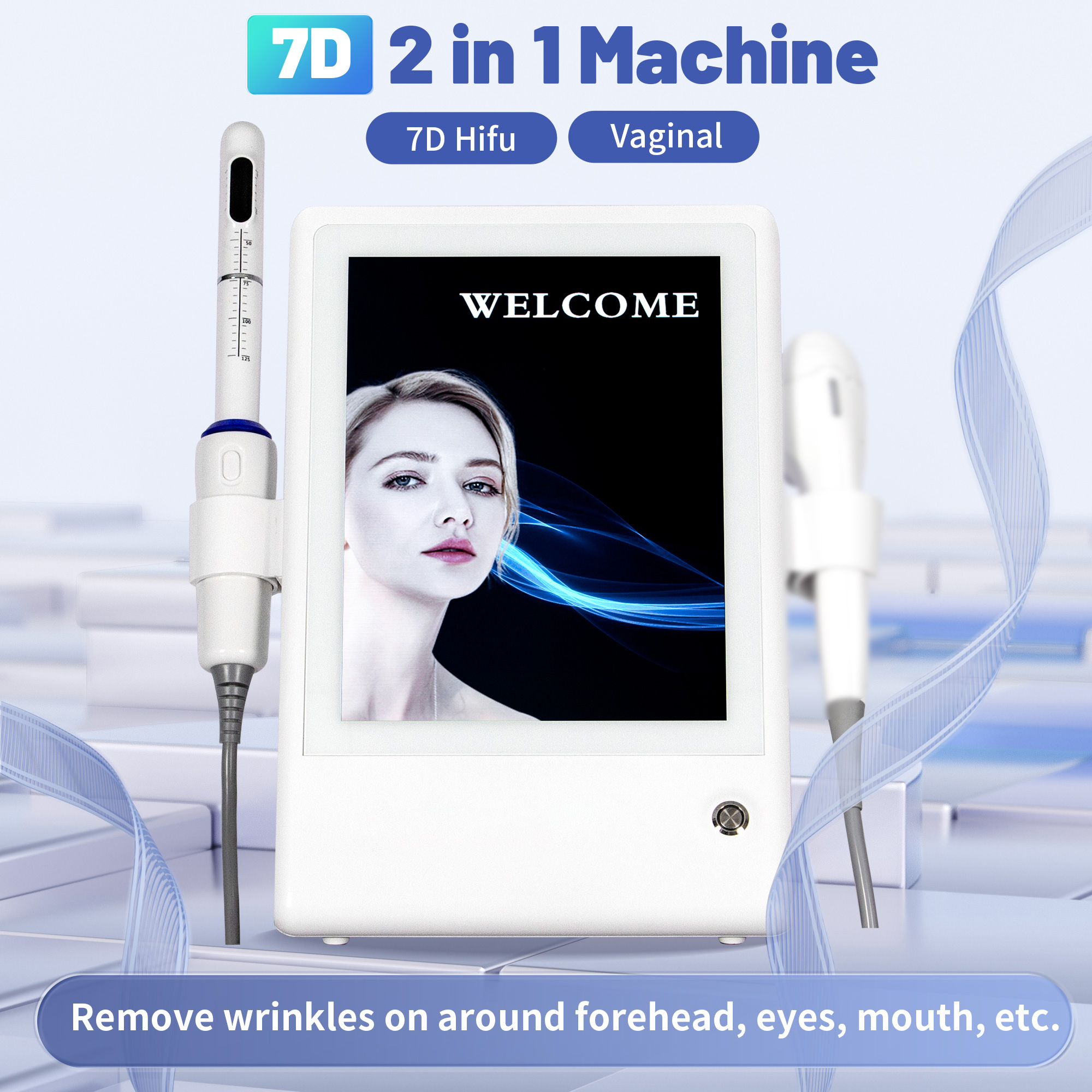 2in1 7D HIFU Vaginal Tightening Machine Remove Wrinkles on Face Lift Skin Tighten Intimate Area for Youthful Beauty