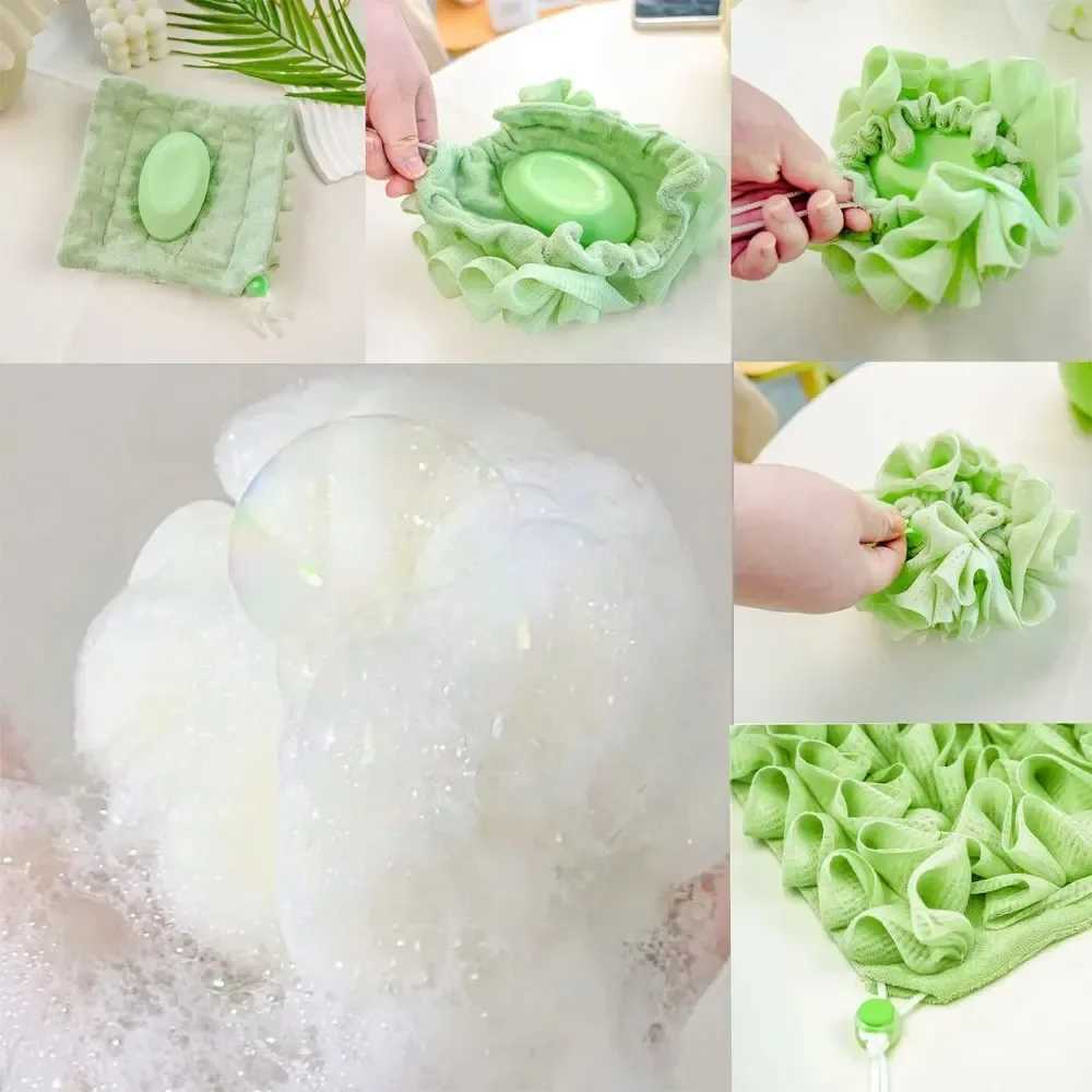 2-In-1 Bath Ball Towel Loofah With Drawstring Closure For Soap Soft Exfoliating Mesh Shower Sponge Body Srubber Bathing Tools R250625