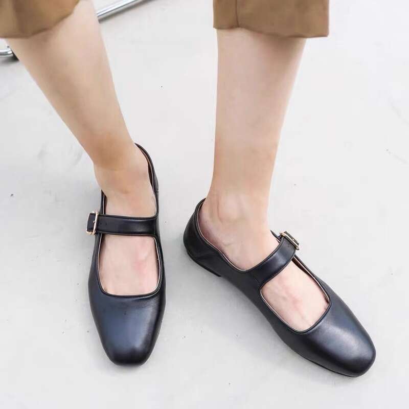 Highly Whitening~Soft~Mary Jane Genuine Leather Women's Velvet Single Flat Gold New Chinese Shoes National Style Cheongsam