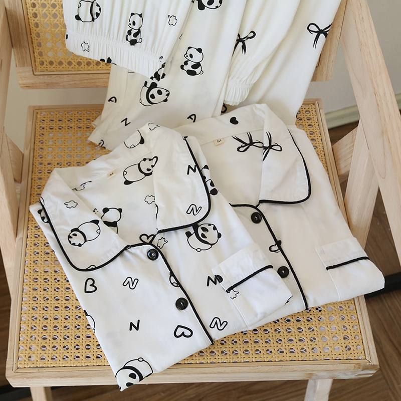 Wholesale Modal Pajamas Spring and Autumn Collar Long Sleeve Pants New Cartoon Cardigan Thin Home Pajama Set Can be worn externally