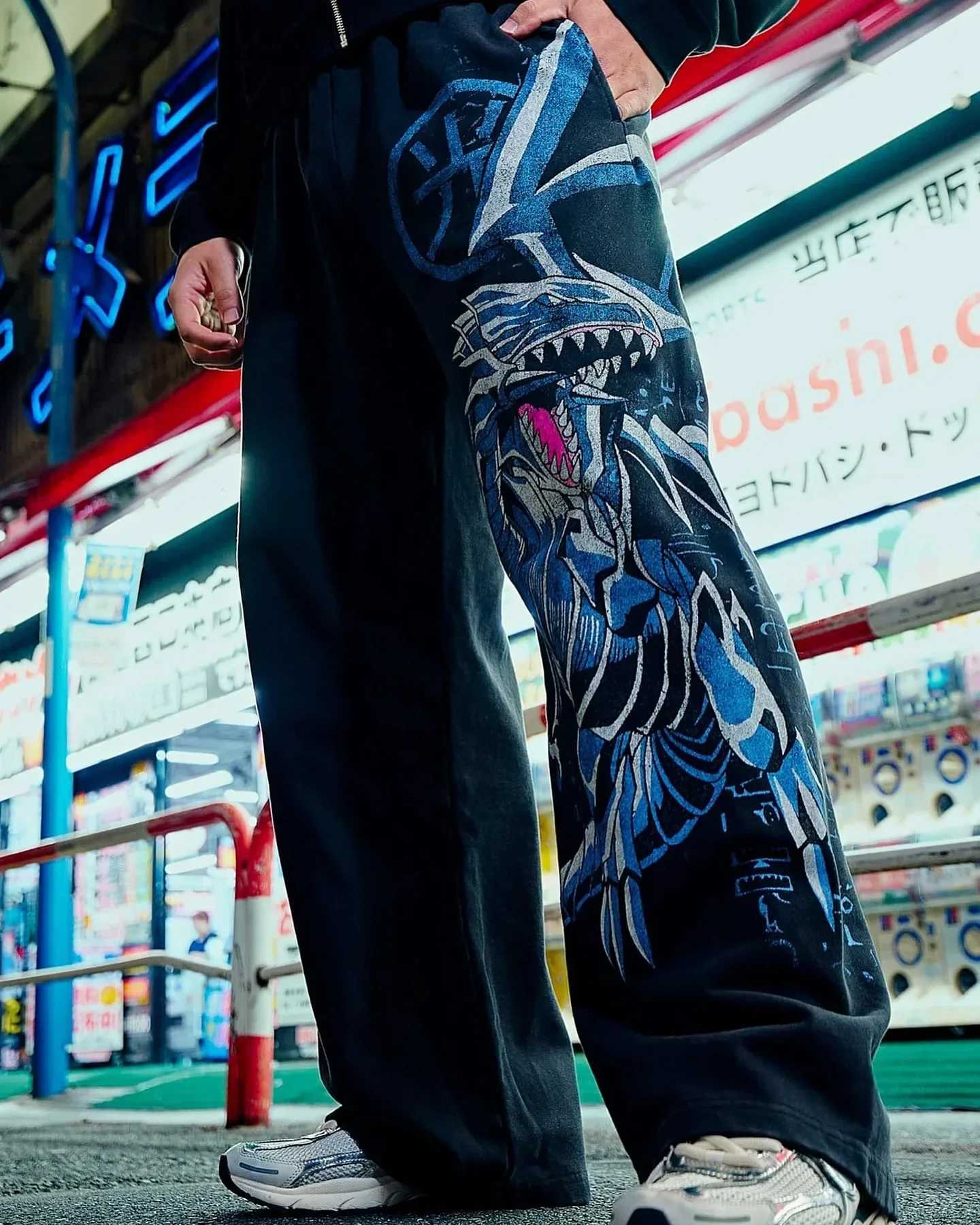Y2k Blue-Eyes White Dragon Pants Men Baggy Popular Trouser Wide Leg Casual Joggers Harajuku Streetwear Men Clothing X250804