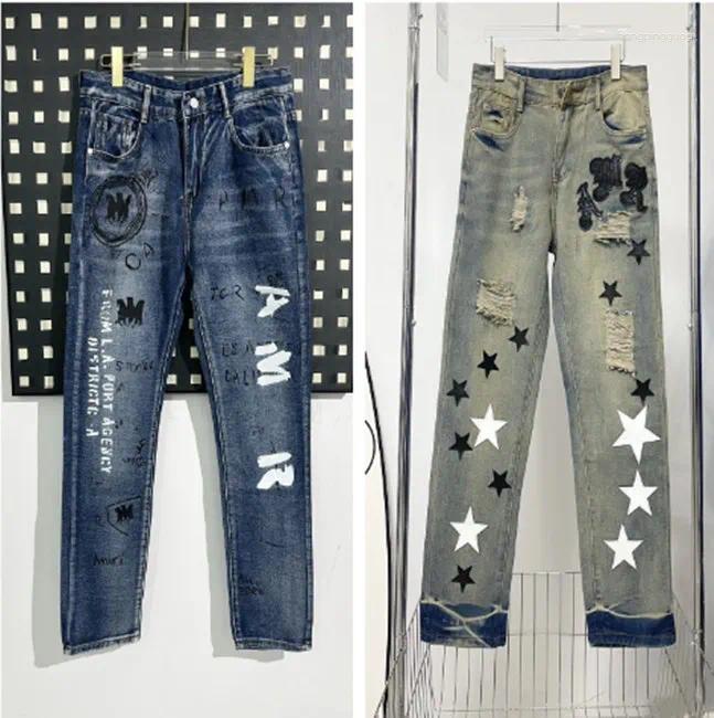 Men's Jeans Designer For Mens Hiking Pant Ripped Hip Hop High Street Fashion Brand Pantalones Vaqueros Para Hombre Motorcycle Embroidery