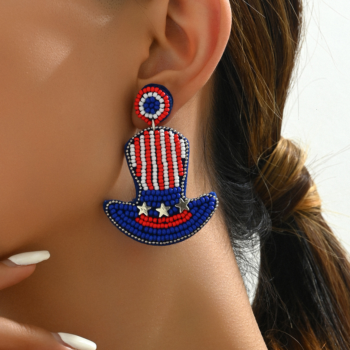 Fashion American Hip Hop Style Personality Earring Set Simple Asymmetric Heart Design Stud Earrings