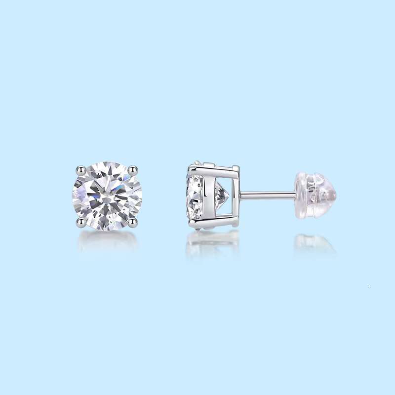 Double Layers Sterling Silver 925 Earrings Round Moissanite Customize Earrings With High Quality Fine Jewelry Luxury Earrings