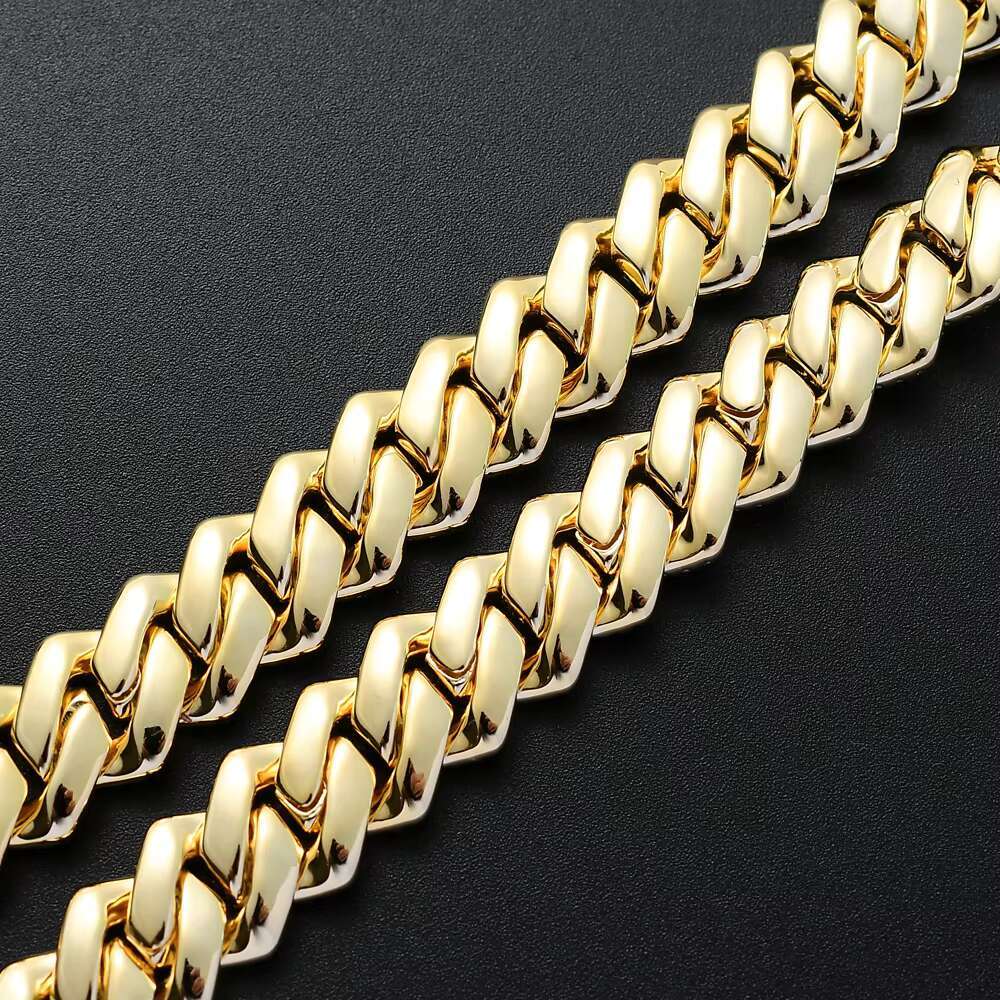 BC004 13mm 16 18 20 22 24 Micro Pave Chain Necklace Iced Out Bling Brass Cuban Link Hip Hop Style Mens Jewelry Gift