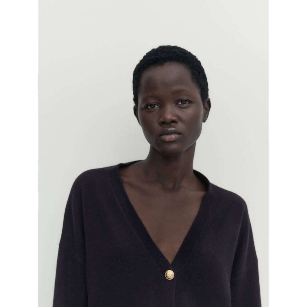 Ethereal MD 2025 massidutti women's spring new style of Minimalist casual blend V-neck knitted cardigan short jacket