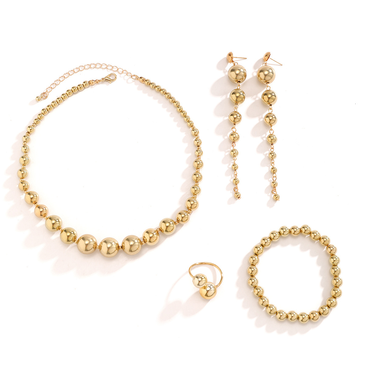 Jewelry Personality Multi-layer Tassel Beaded for Women Exaggerated Metal Plated Geometric Necklace