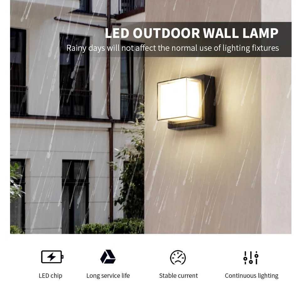 LED Wall Lamp 6W 12W Modern Motion Sensor Indoor/Outdoor Wall Light AC85-265V Waterproof IP66 For Garden Street Decoration XJ250624