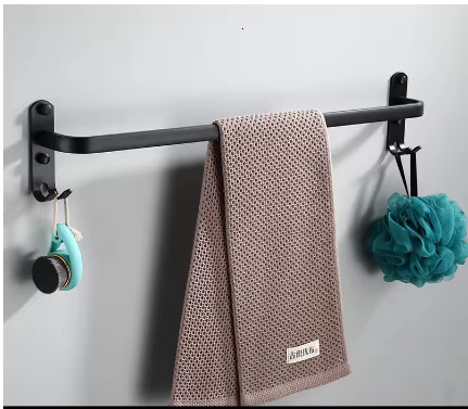 Towel Hanger Wall Mounted 30-50 CM Towel Rack Bathroom Aluminum Black Towel Bar Rail Matte Black Towel Holder