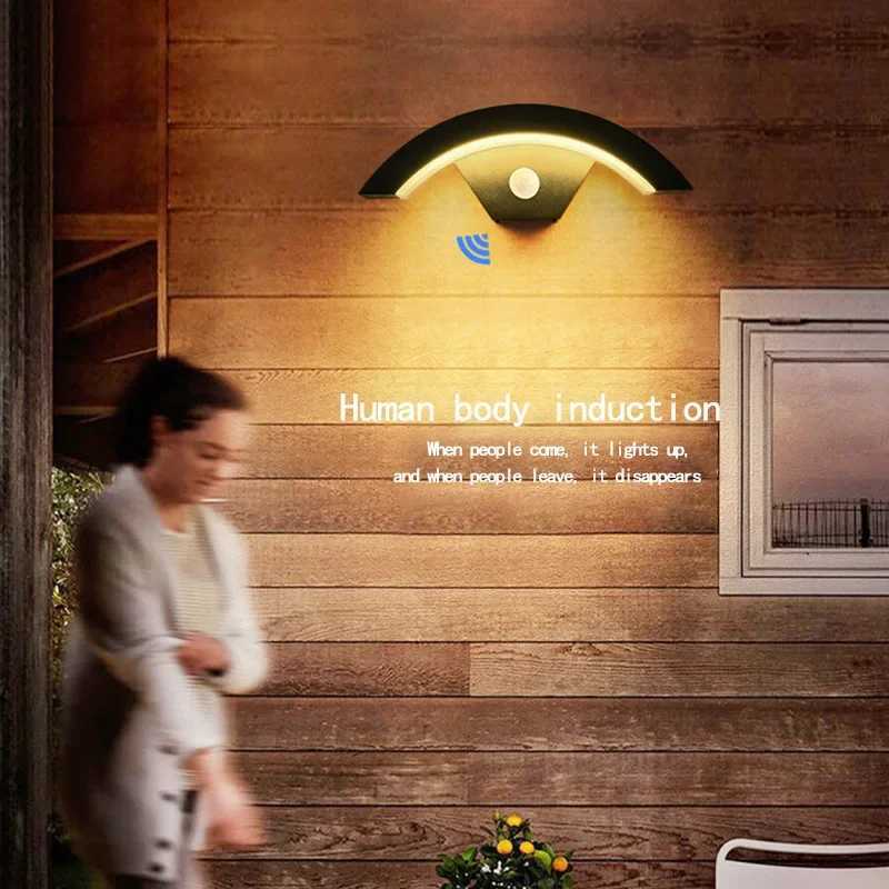 Semicircular Outdoor Wall Lamp IP65 Waterproof LED Lighting With Motion Sensor Entrance Porch Garden Courtyard Aisle Wall Lamp XJ250624