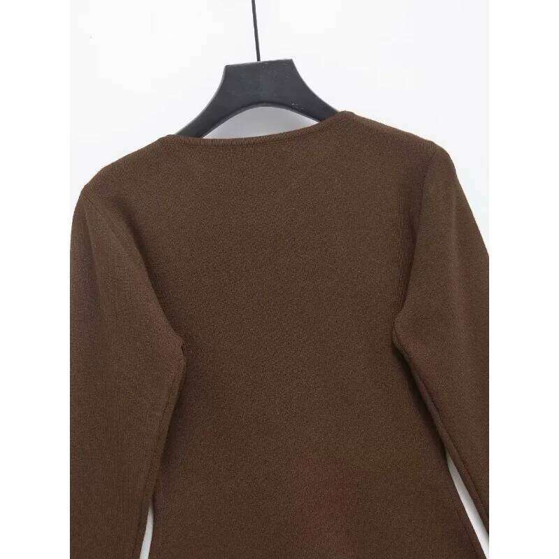 Cozy Sweaters Slim Pleated Knit Y2k Vintage Top Women's Autumn Sweater Fall Fashion Long Sleeve Pullovers
