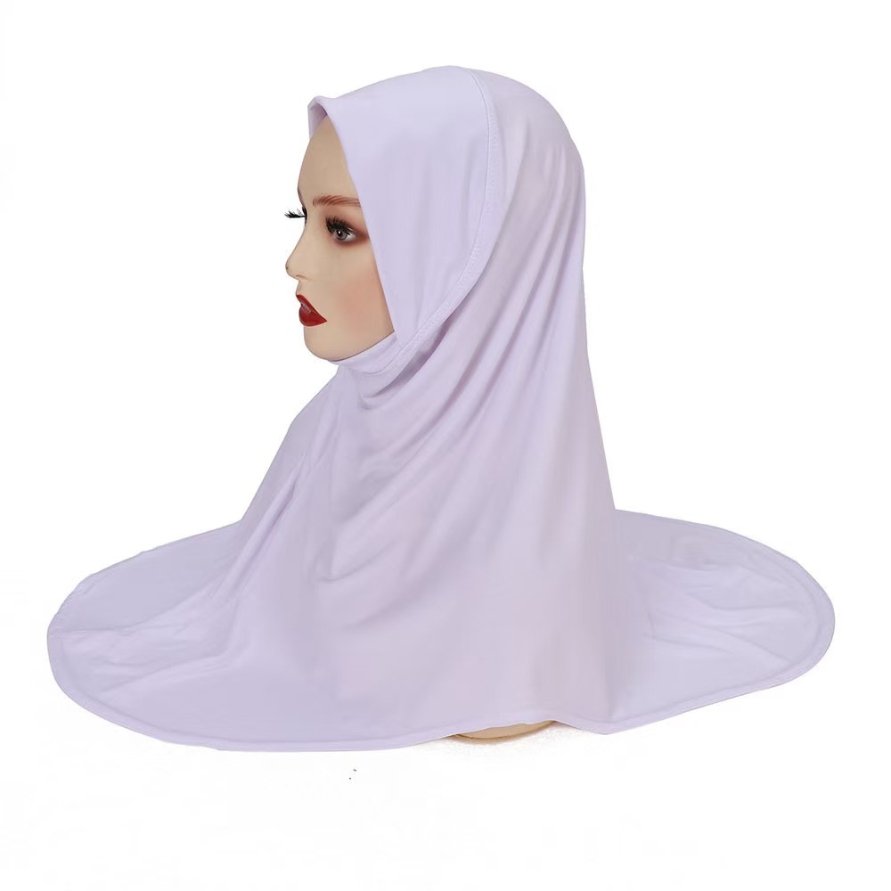 T1064 Women's Hijab Arab Head Cover Double Layer Round Edge Hijab Base Hat High Elastic Gauze Scarf
